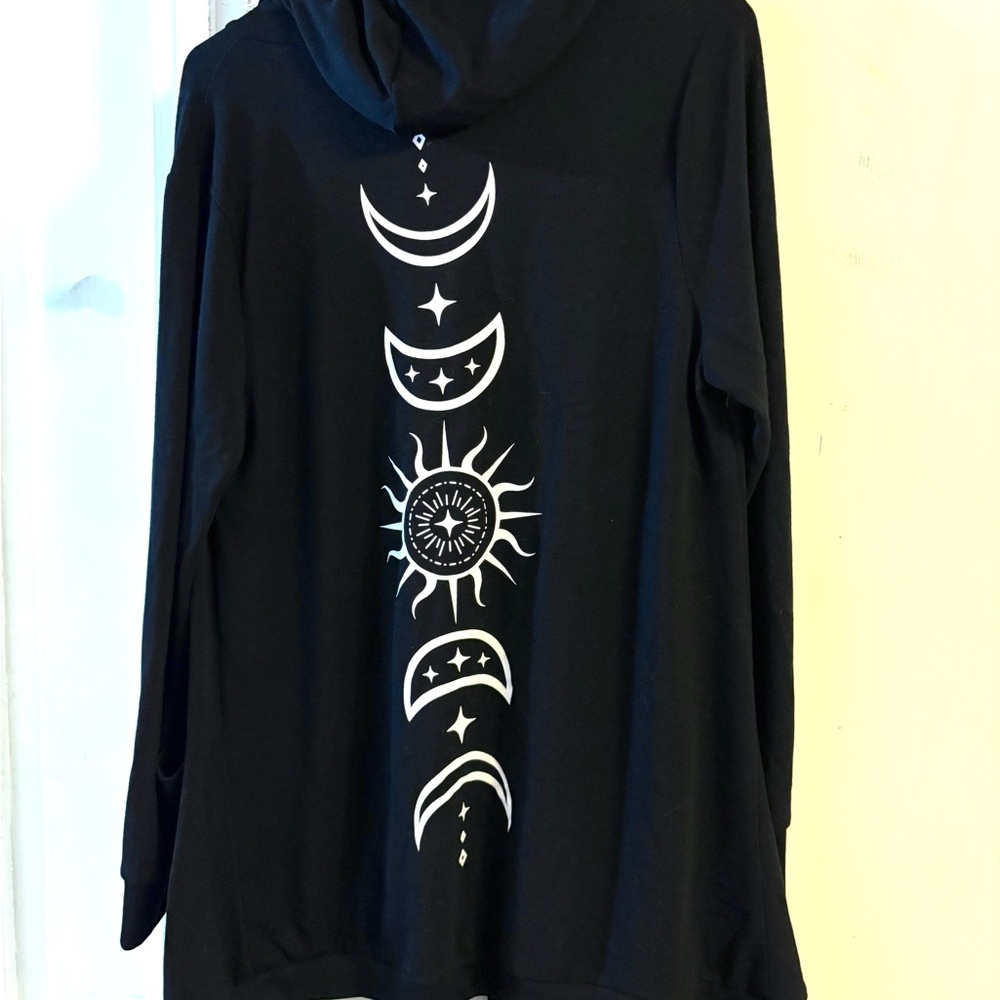 Black celestial moon goth witchy cardigan hoodie